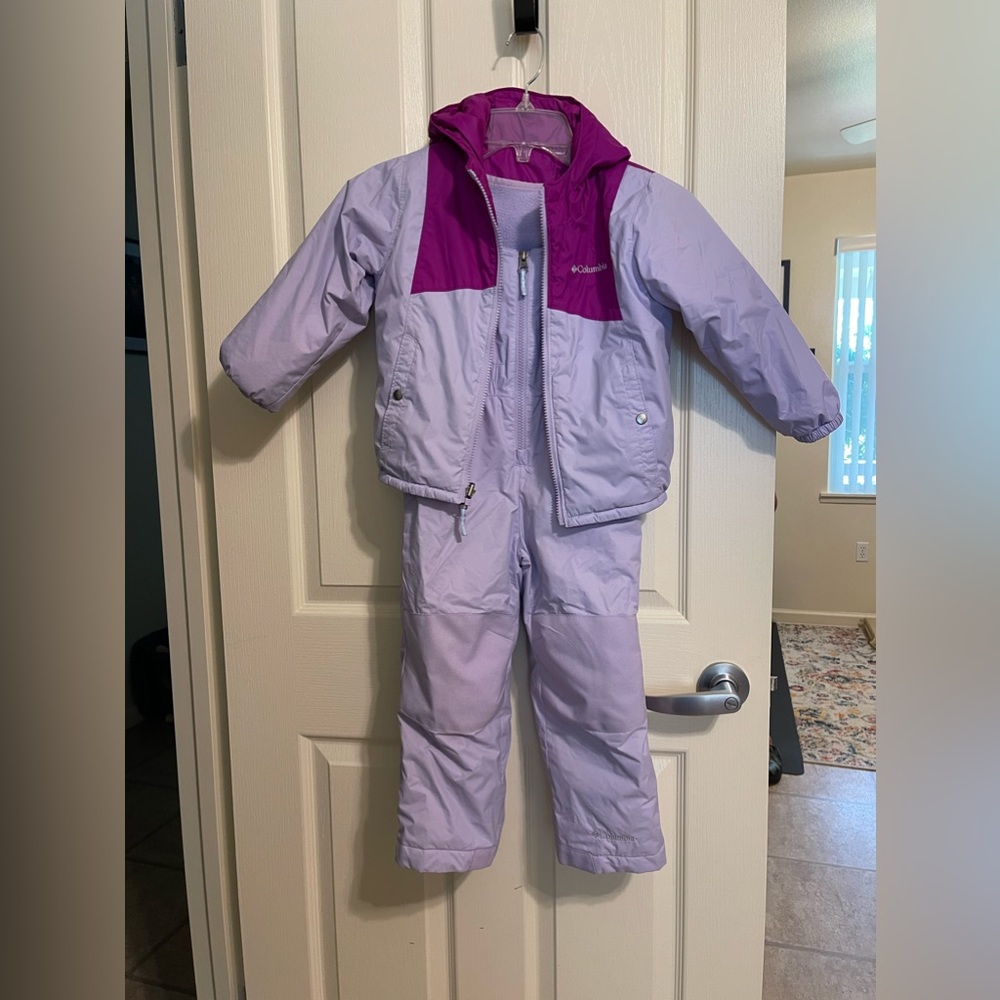 Columbia kids lavender/purple snow ski bib and jacket set size 4t